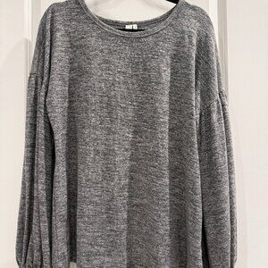 Hayden Space dye grey and white puff sleeve top